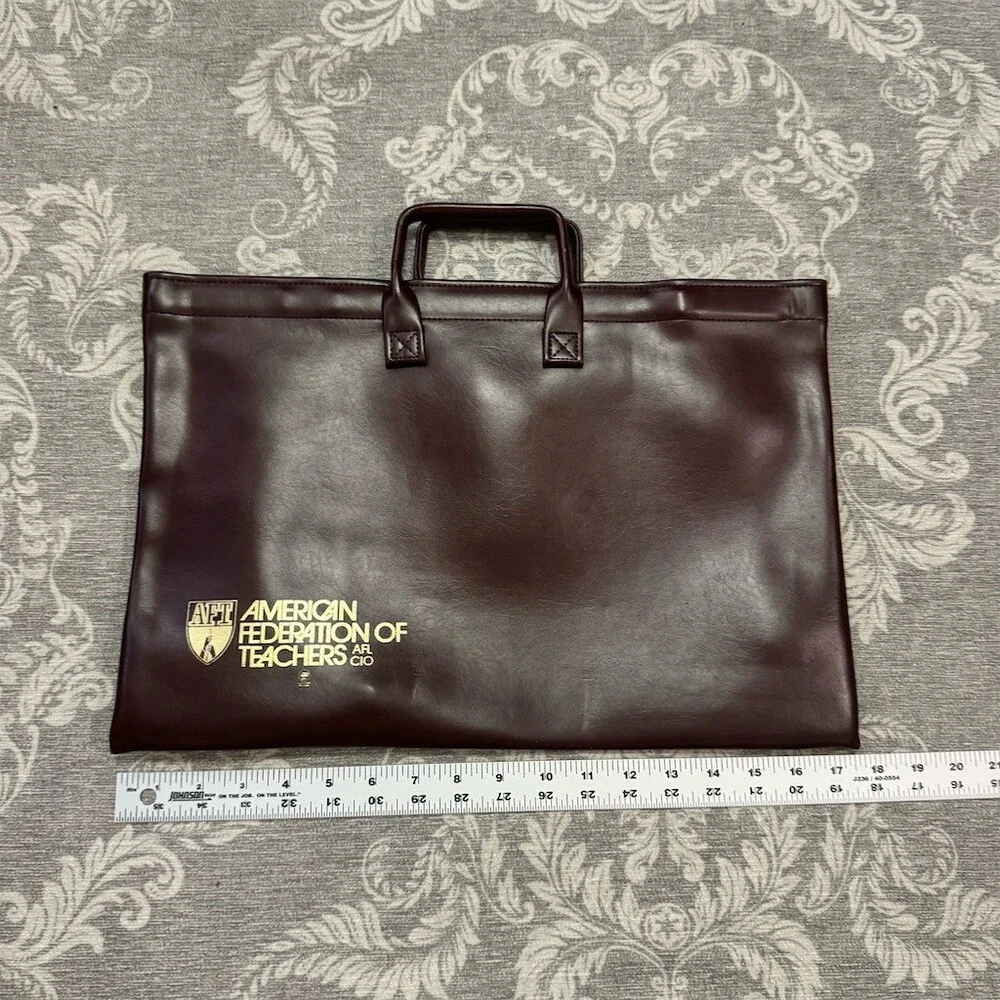 Vintage AFT American Federation of Teachers Burgundy Portfolio Briefcase